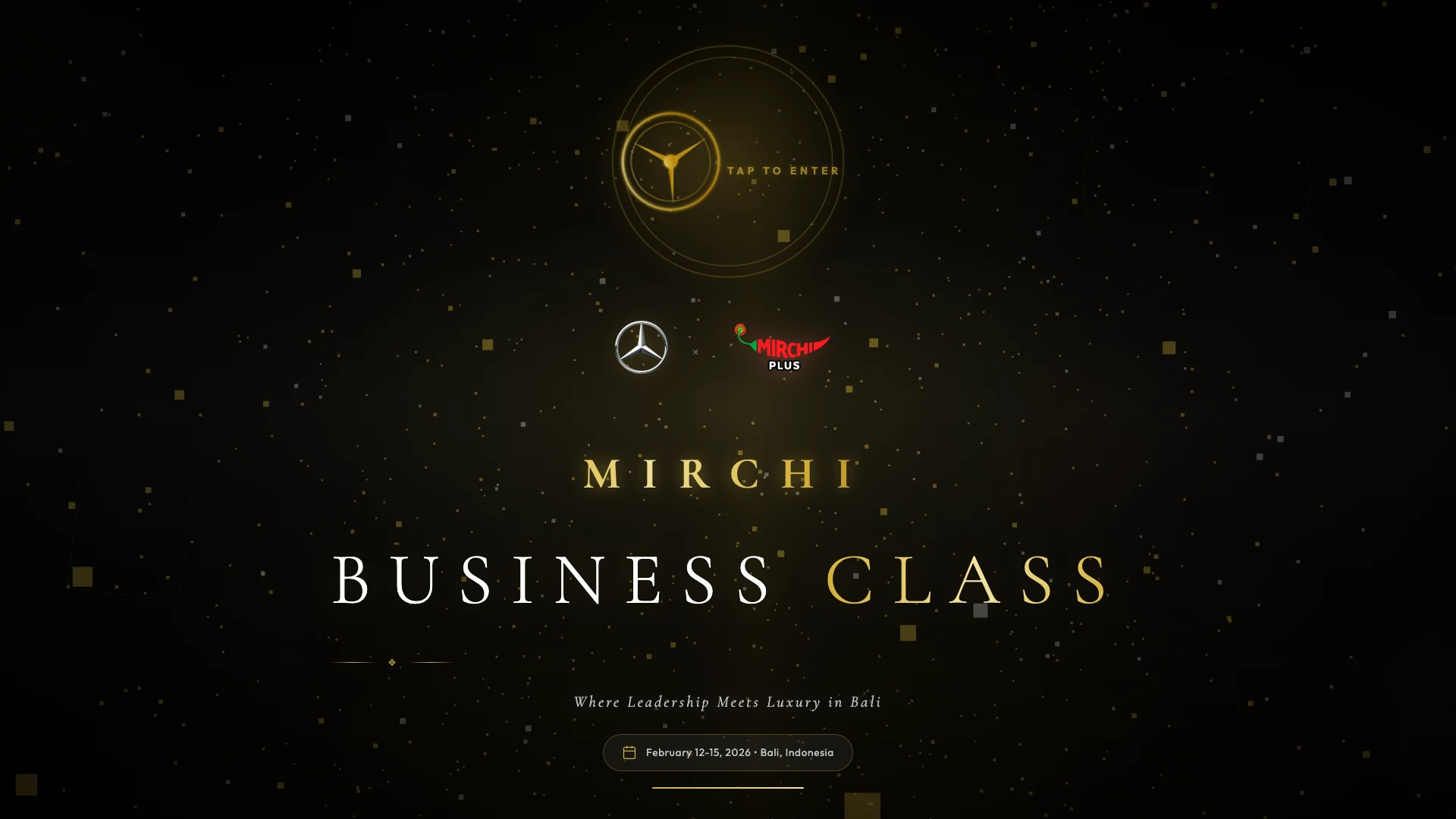 First screen of Mercedes-Benz × Mirchi Business Class interactive deck