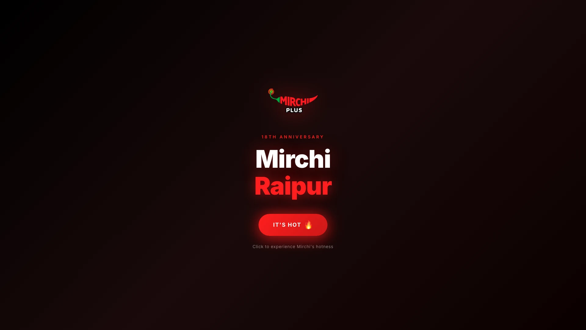 First screen of Mirchi Raipur 18th anniversary interactive deck